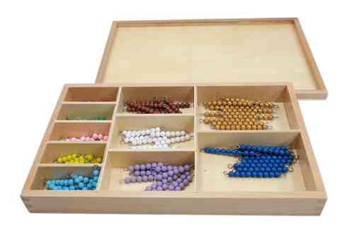 Boîte avec 10 barrettes de perles colorées