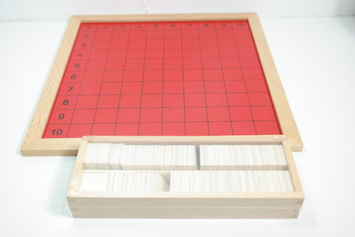Tableau de 1x1 avec plaquettes des nombres, boîte